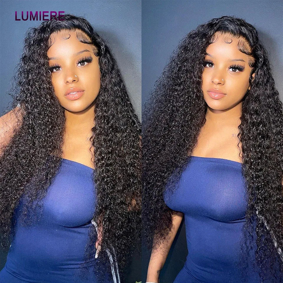 Mongolian Afro Kinky Curly Human Hair Bundles With Closure Deep Curly Hair Weave Bundles With Frontal Closure Hair Extensions