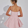 Mozision Pailletten-Kleid mit Schleife am Rücken, rückenfrei, sexy Mini-Kleid für Damen, modisches Etuikleid mit eckigem Ausschnitt, ärmellos, hohe Taille, A-Linie, Clubkleid