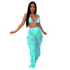 Bra+tassel Pants Suit  2 Piece Set Women Hot Pink Swimsuit Mesh Bathing Suit Sexy Matching Swimwear Viquinis Mujer 2022