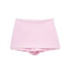 HH Women Pink 2 Piece Set Sexy V-Neck Sleeveless Backless Suspender Zipper Top+High Waist Back Pocket Mini Skirts Shorts Y2K