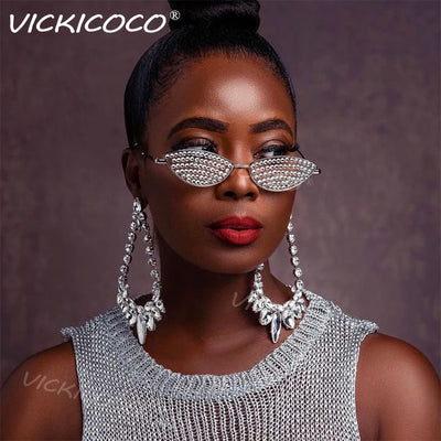 Kleine Rahmen Cat Eye Diamant Sonnenbrille Frauen Luxusmarke Designer Strass Sonnenbrille Sexy Frauen Brillen oculos de sol