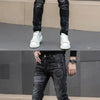 Fashion Printed Jeans Men's Korean Brand Embroidery Badge Pattern Youth Ripped Small Feet Teenagers Cowboy Pencil Pants