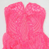 CM.YAYA Women Strapless V-neck Fashion Sequined Sexy Dress Mesh See Through 2024 Summer Night Club Evening Party Mini Dresses