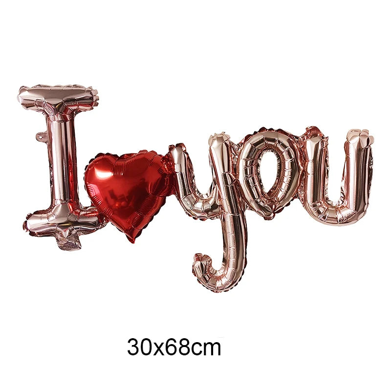 Ich liebe dich roter Herz-Buchstaben-Ballons Folien-Globos Valentinstag Hochzeitsdekorationen Brautparty Jubiläumsbedarf