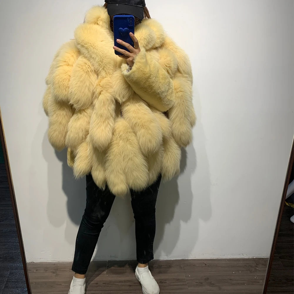 GO BALLISTIC YA Fox Fur Coat 2023 Winter New Natural Fur Clothing Fur Outwear 7337