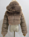 Women Warm Faux Fur Coat Winter Vintage Gradient Jacket Furry Outerwear Jackets Hooded Coats Plus Size Autumn Winter Streetwear