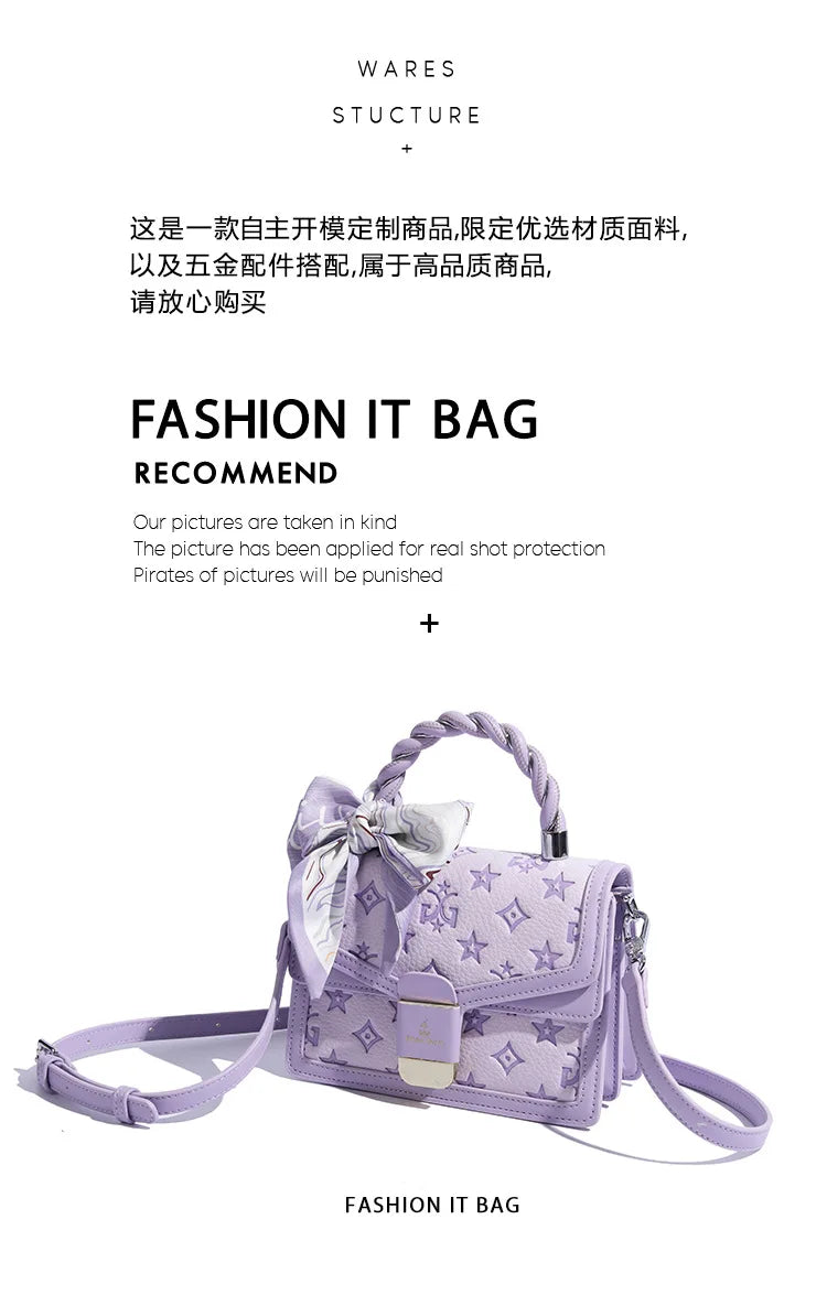 Designer Handheld Small Square Bag 2025 New Style Bow Sweet and High Quality Texture Single Shoulder Cross Shoulder Female