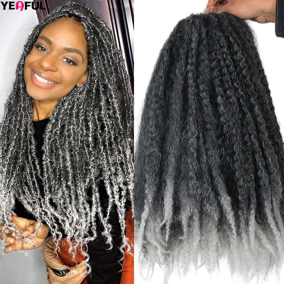 Yeaful 18 Inch Synthetic Marley Twist Braiding Hair Red Black Brown Ginger Bug Blonde #4 Pre Looped Marley Twists Crochet Hair