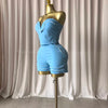 GLCMYAYA Fashion Striped Splicing Women's Set Strapless Crop Top and Shorts Suit 2026 Spring Vacation Two 2 Piece Set Outfits