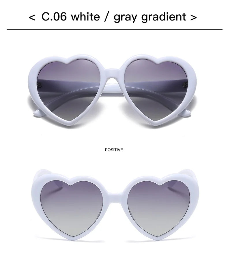 Neue herzförmige polarisierte Sonnenbrille für Damen, modisch, süß, Retro, Vintage, Verlaufs-Sonnenbrille, UV400-Schutz, Unisex-Brille