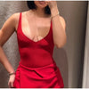 Sexy Pleated Strap Romper Set Women Red Sleeveless Backless U-neck Mini A-line Skirt Female 2025 Fashion Summer Solid Party Suit