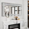 LUVODI Large Silver Sparkly Crystal Rhinestone Diamond Frameless Vanity Mirrors Wall Mounted Dressing Mirror for Home/Hotel