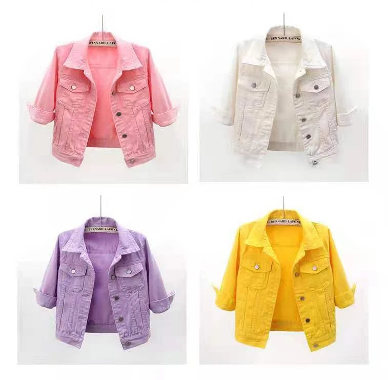 Damen Jeansjacke Frühling Herbst Kurze Jacke Rosa Jeansjacken Lässige Oberteile Lila Gelb Lila Blau Locker Sitzende Oberteile Damen Oberbekleidung