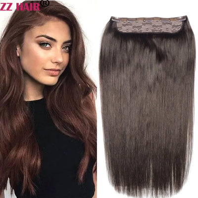 ZZHAIR 100% Brazilian Human Remy Hair Extensions 16"-26" 1Pcs Set 100g-200g One Piece 5 Clips In Natural Straight