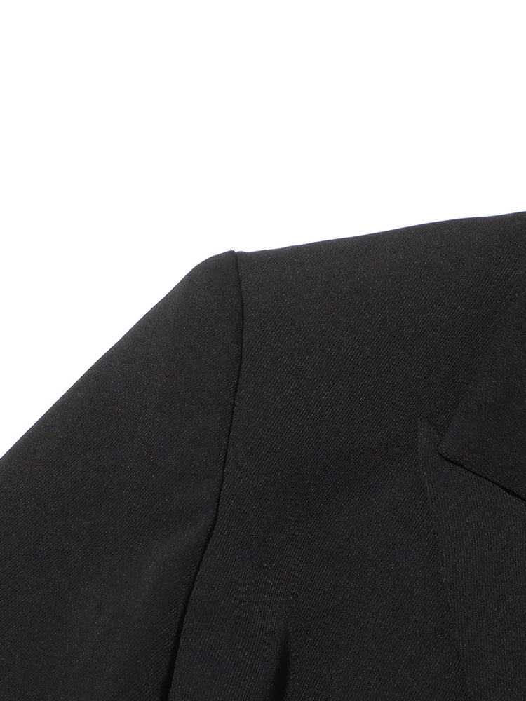 TWOTWINSTYLE Patchwork-Diamanten rückenfreier Blazer für Damen mit gekerbtem Kragen, langen Ärmeln, gespleißten Knöpfen, schickem Damen-Stil