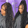 Boho Box Braided Wigs, gelocktes Kunsthaar, volle Lace-Front-Perücken für schwarze Frauen, Goddess Locs Braid Wig, Bohemian Box Braid Wig
