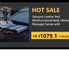 MANBAS Tech Smart Multifunctional Bed Frame with Genuine Leather, Bluetooth Speaker, and Massager Ultimate Soft Lit Tatami Camas