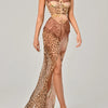 Mozision Leopard Print Lace Split Sexy Maxi Dress Women Gown Elegant Patchwork Chiffon Sleeveless Backless Beach Evening Dress