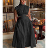 Summer Dresses 2024 Mock Neck Sleeveless Cutout White Maxi Dresses A-Line Elegant Pockets Casual Party Hollow Out Long Dress