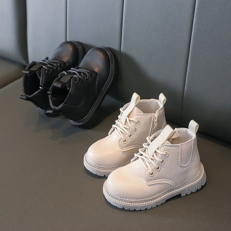 Autumn Winter Kids Boots Warm Plush Boys Toddler Girls Boots Fashion Leather Children Casual Shoes Boys Girls Boots for Kids