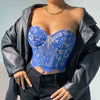 Women Floral Lace Off The Shoulder Crop Tube Top Sexy Strapless Sleeveless Bandeau Tops Y2K Going Out Night Club Party Crop Tops