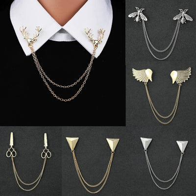 Mode Gentleman Quaste Brosche Für Herren Anzug Hemd Kragen Dreieck Flügel Kette Reversnadel Metall Retro Hochzeit Accessoires