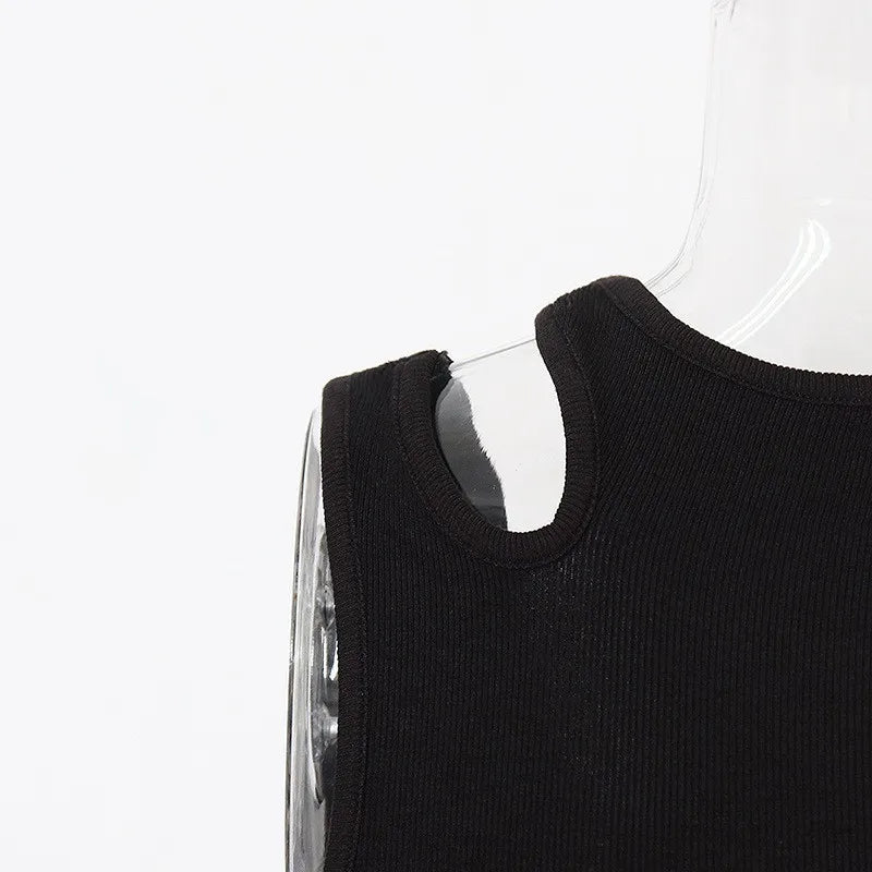 Casual white cut t shirt women round neck sleeveless korean slim t shirts women clothing 2023 summer fashion