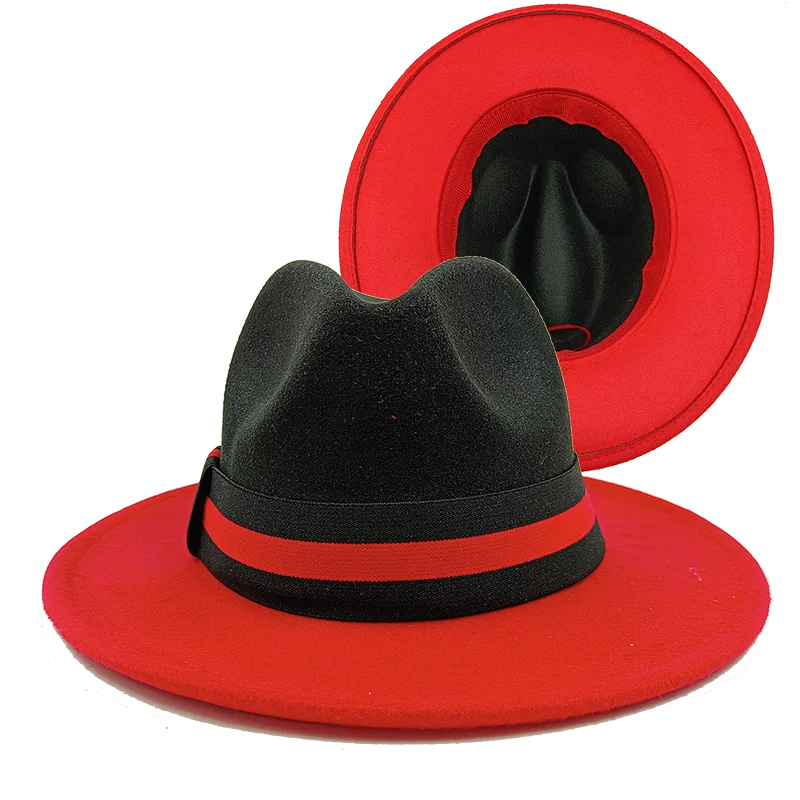Low price wholesale Fedora hats men's and women's jazz hats red and white new tie dyed Fedora hats autumn classic hats sombrero