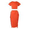 Women's Letter Print Crop Top and High Waist Long Skirt Set, Summer Workwear, Casual Tassel, Female Party Dress Sets, New, 2Pcs