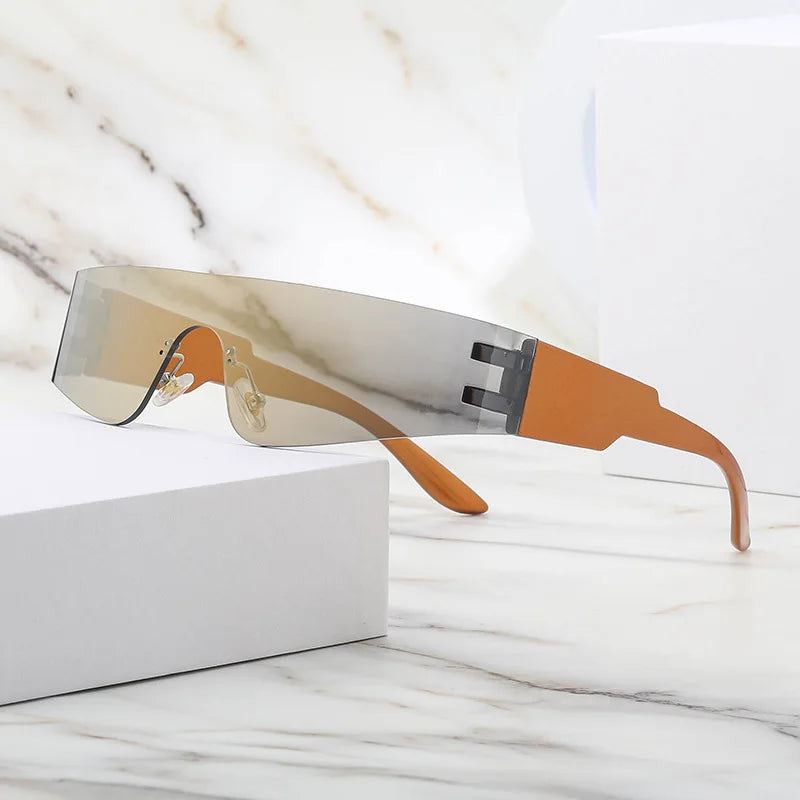 Neue Mode Bunte Sport-Sonnenbrillen Damen Cyberpunk Randlose Sonnenbrille Anti-UV Fahr-Sonnenbrille UV400 Oculos De Sol