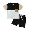Fashion Summer Baby Boys Clothes Set Short Sleeve Pocket Contrast Color T-shirt + Elastic Waist Shorts 2PCS Kids infant Outfits