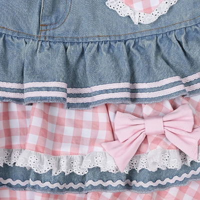 Preppy Style Lolita Kawaii Röcke Japanische Süße Mini Damen Harajuku Nette Ballkleid Jeans Skater Y2K Hohe Taille Spitze Kuchenröcke