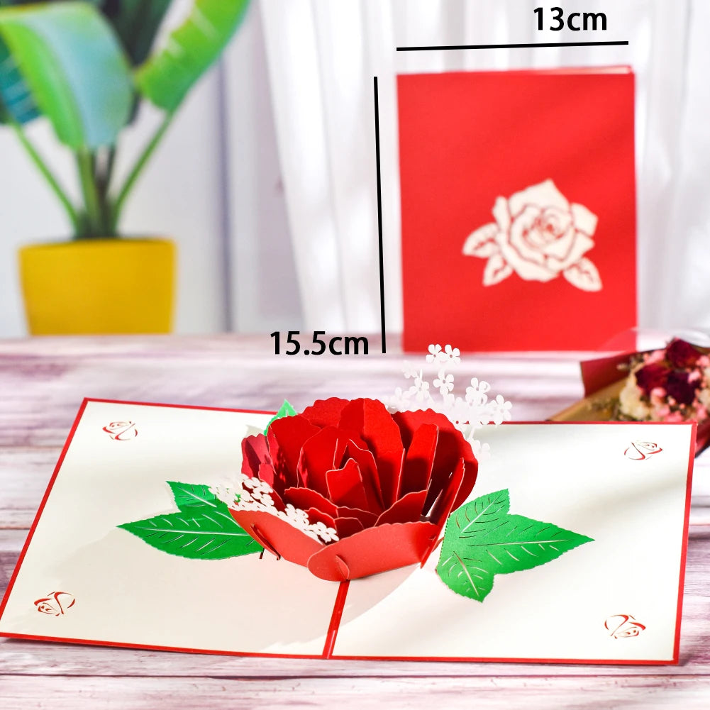 Valentinstag Geschenk 3D Pop Up Karte Jahrestag Hochzeit Geburtstag für Ehefrau Ehemann Grußkarten mit Umschlag und Notizkarte