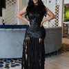 HLJ Sexy Sequin Patchwork Bodycon Dresses for Woman Mesh Shining Sleeveless Ruffle Dress Female Party Clubwear Vestidos 2025 New