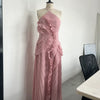 Chic pleated halter neck long vacation dress high quality purple strapless Lotus Edge Maxi Dress 2026 New Lady Vacation Gowns