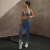 ZHEJIN 2 Piece Yoga Set Women Contrast Trim Halter Sports Bra High Waist Seamless Leggings Gym Workout Set Fitness Activewear Su
