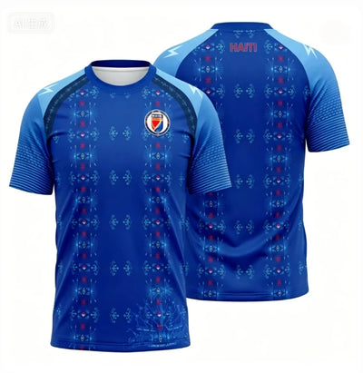 2026 Haiti Football Uniform 3D Printed Short Sleeved T-shirt Sports Shirt Men's Football Training Uniform Men's Top Streetwear