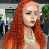 Swupod 13x4 13x6 220% Density Transparent HD Lace Front Wig for Women Deep Wave Remy Human Hair Ginger Orange 350# Loose Curly