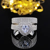 2023 New Luxury Silver Color Luxury Big Wedding Rings Set for Bridal Women Engagement Finger Party Gift Designer Jewelry R4428