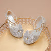 Girls Leather Shoes High Heeled for Wedding Party Glitter Rhinestone with Bow-knot Kids Dress High Heels Pendant Bling Sparkling