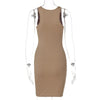 Sexy Deep U Neck Wrap Chest Slim Bodycon Dress Women Sleeveless Solid Color Skinny Dress Elegant Club Party Vestidos