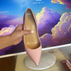 Multi color customized 12cm super high heels, nude white patent leather, sexy red sole, pointed thin single order shoes