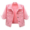Damen Jeansjacke Frühling Herbst Kurze Jacke Rosa Jeansjacken Lässige Oberteile Lila Gelb Lila Blau Locker Sitzende Oberteile Damen Oberbekleidung