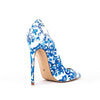Sexy Stiletto Heel 2025 Print Flowers Pumps European Spring High Heels Party Pumps Ultra High Heeled  For Women Shoes Big Size45