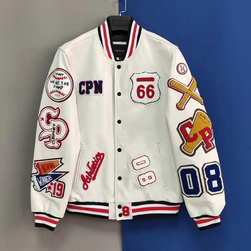 Street Popular Letter Flocking Embroidered Jacket And Coat Men 2023 New Y2K Harajuku Hip Hop Spliced Motorcycle Baseball Uniform