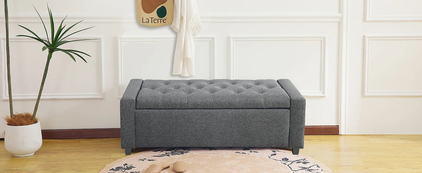 Redlife 47,8'' Aufbewahrungs-Ottomane, klappbare Aufbewahrungsbank mit aufklappbarem Deckel und sicheren Scharnieren für Wohnzimmer, Schlafzimmer, Eingangsbereich