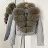 OFTBUY Natural Fox Fur Faux Leather Jacket Female New Autumn Short Top Clothing Women Long Sleeve Fake Leather Real Fur Coat