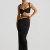 Nibber Sexy Women 2 Piece Set Bandage Ruched Square Collar Bra+Skinny Long Skirts 2025 Summer Vacation Beach Party Trend Suits