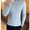 Mens Turtleneck Sweaters Winter Warm Knit Pullover Korean Cotton Solid Color Casual Slim Sweater Male Clothing Bottoming Shirt