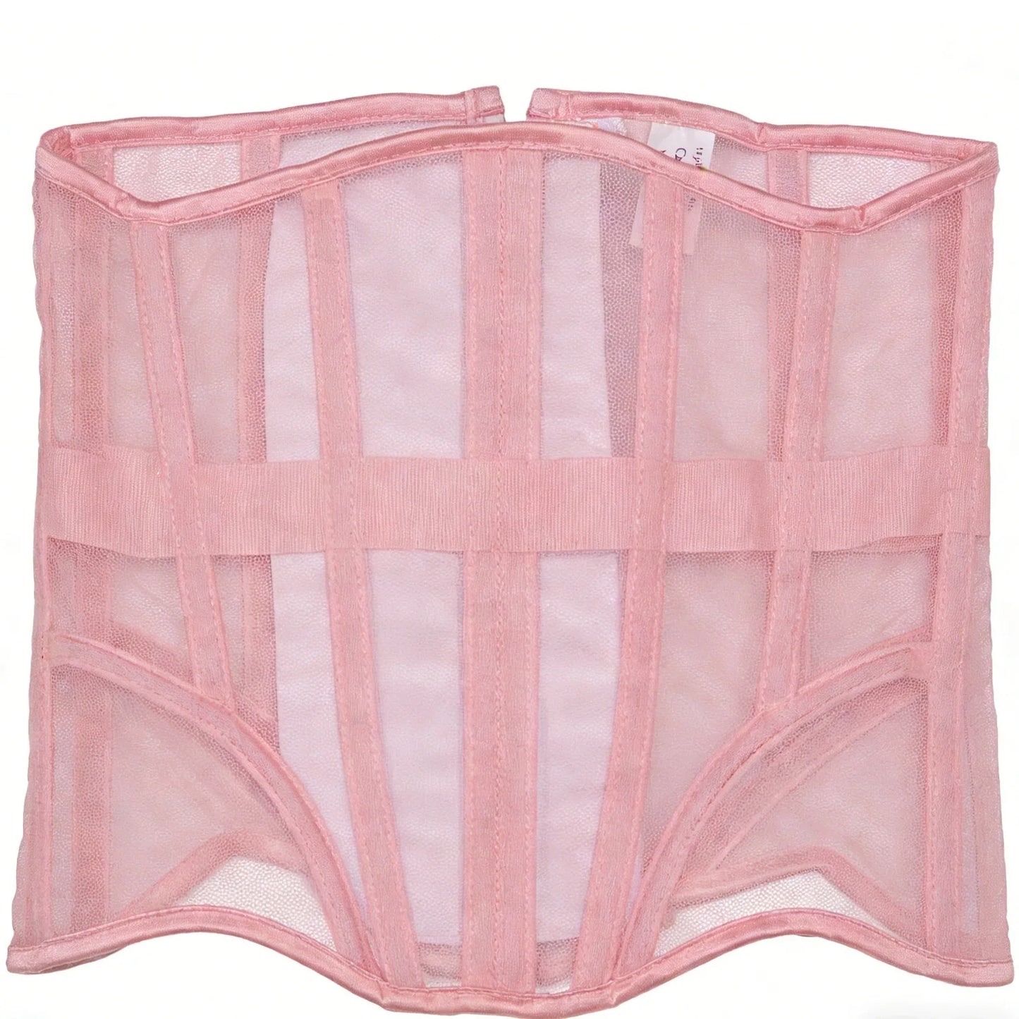 Women Abdomen Tight Corset Crops Under Bust Bustiers Breathable Mesh Waist Girdle With Bones Slimming Lace Up Bodices